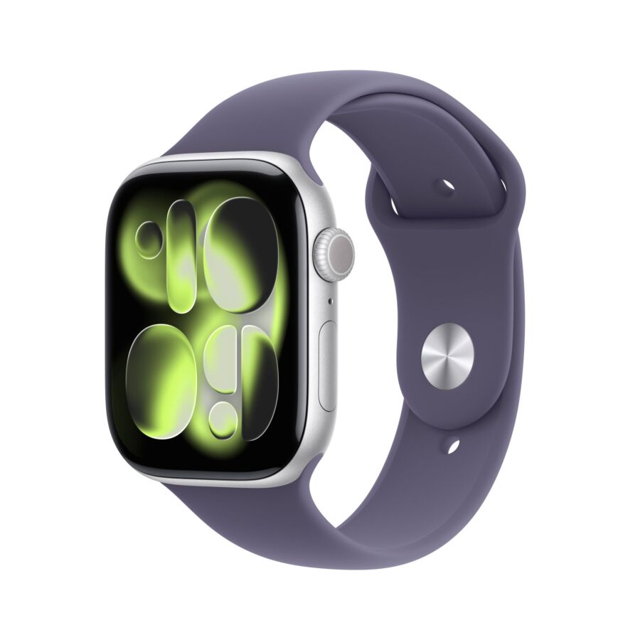 Apple Watch Series 11 GPS + Cellular - Cassa in Alluminio Argento con Sport Band Viola Nebbia - M/L